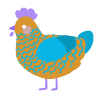 (unnamed), a orange and cerulean chicken with a lace pattern