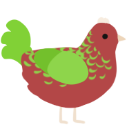 A red and grass chicken with a half-lace pattern