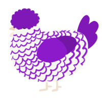 A white and violet chicken with a lace pattern