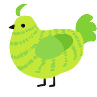 A lime and grass chicken with a bar pattern