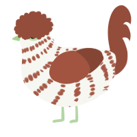 A white and russet chicken with a bar pattern