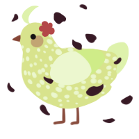 A lemon and apple chicken with a speckle pattern