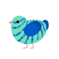 Lan Bawkji, a mint and ultramarine chicken with a bar pattern