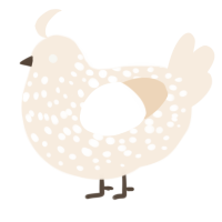 A cream chicken with a speckle pattern