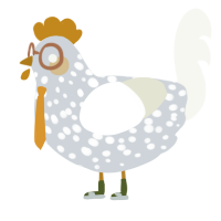 A mist and white chicken with a speckle pattern