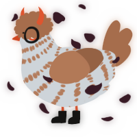A mist and brown chicken with a bar pattern