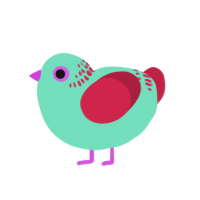 A mint and crimson chicken with a neck-band pattern