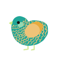 A turquoise and honey chicken with a lace pattern