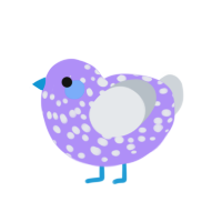 A lilac and mist chicken with a speckle pattern