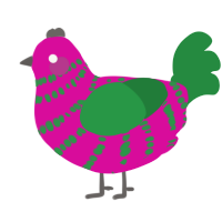 A fuchsia and viridian chicken with a bar pattern