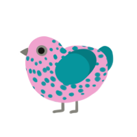 (unnamed), a pink and teal chicken with a speckle pattern