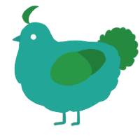 A turquoise and viridian chicken