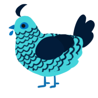 A aqua and tumblr chicken with a lace pattern