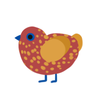 (unnamed), a red and orange chicken with a speckle pattern