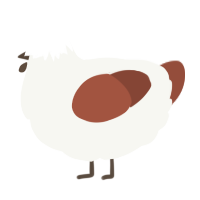 A white and russet chicken