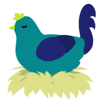 A teal and navy chicken