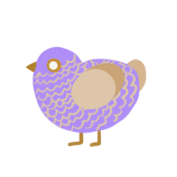 Teacup, a lilac and beige chicken with a lace pattern