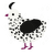 sua, a white and black chicken with a speckle pattern