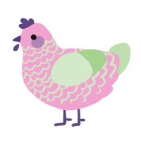 A pink and gluppy chicken with a lace pattern