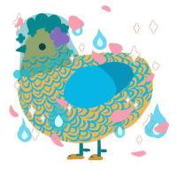 A honey and cerulean chicken with a double-lace pattern