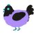 A lilac and sable chicken with a head pattern