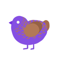 aubergine, a blurple and brown chicken with a half-lace pattern