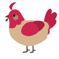 A beige and crimson chicken with a head pattern