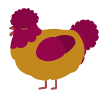 A ochre and maroon chicken with a head pattern