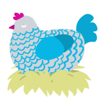 A mist and cerulean chicken with a lace pattern