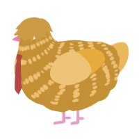 A gold and honey chicken with a bar pattern