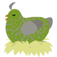 A chartreuse and ash chicken with a speckle pattern