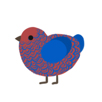 (unnamed), a red and ultramarine chicken with a double-lace pattern