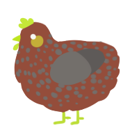 A russet and grey chicken with a speckle pattern