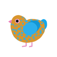 Gumball and Darwin, a orange and sky chicken with a speckle pattern