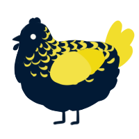 A tumblr and yellow chicken with a half-lace pattern