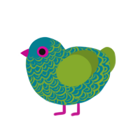 bug, a sea and chartreuse chicken with a double-lace pattern