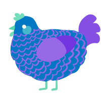 A sapphire and blurple chicken with a lace pattern
