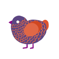 A overcast and vermilion chicken with a lace pattern