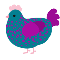 Chicken Pox, a sea and plum chicken with a speckle pattern