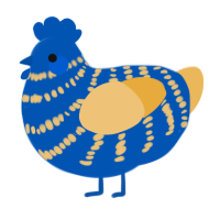 A ultramarine and honey chicken with a bar pattern