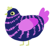A navy and orchid chicken with a bar pattern