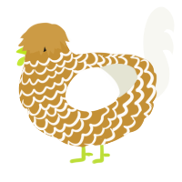 A gold and white chicken with a lace pattern