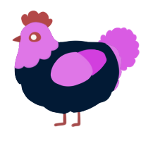A tumblr and orchid chicken with a head pattern