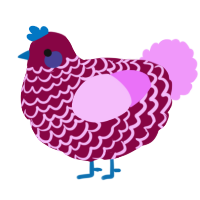 A maroon and lavender chicken with a lace pattern