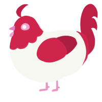 A white and crimson chicken with a head pattern