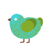 (unnamed), a aqua and chartreuse chicken with a double-lace pattern