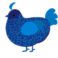 A navy and sapphire chicken with a double-lace pattern