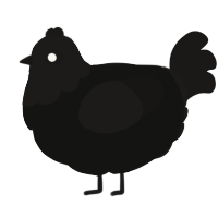 A black and sable chicken with a head pattern
