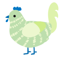 A gluppy and apple chicken with a bar pattern