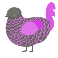 A grey and orchid chicken with a lace pattern